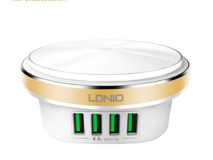 Ldnio Lampe Veilleuse & Chargeur 2 En 1 - 4 USB 4.4 A - Auto Id - A4406 - Blanc