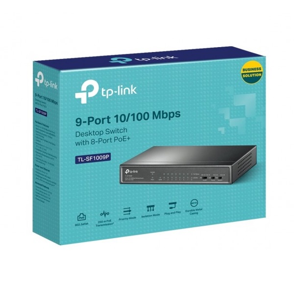SWITCH 8 PORTS TP LINK TL SF1009P 10100MBPS 8 PORTS PoE 3