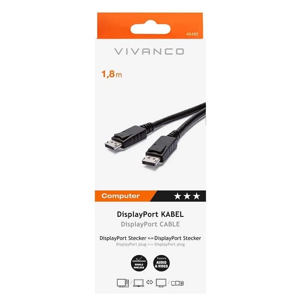 vivanco 45492 displayport m m video cable 1.8 m min