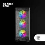 MARS GAMING MC-KX BLACK E-ATX 5 x 12CM ARGB FAN – Image 3