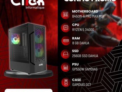 CONFIG / R5 3400G / 8GB RAM / 256GB SSD / B450M-A PRO MAX II/ GP550W PSU /GAMDIAS GC7