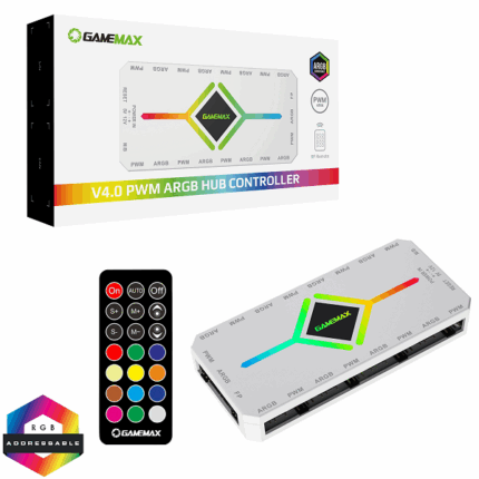 GAMEMAX V4.0 ARGB PWM WHITE 9 PORTS (8 FANS + FAN CPU) TELECOMMANDE