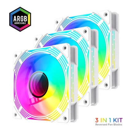 PACK VENTILLATEUR GAMEMAX KF300R WHITE ARGB REVERSE