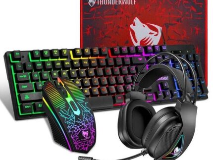 COMBO 4 IN 1 T-WOLF TF-400 RGB CLAVIER SOURIS CASQUE TAPIS